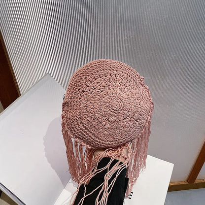 Handmade Cotton Crossbody Bag - Vintage Tassel Shoulder Messenger for Women Summer Beach Handbag 2023
