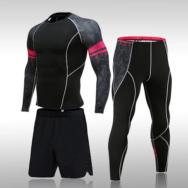 Men's Compression Gym Tights - Muscle Support Workout Pants | Quick Dry Sportswear Set