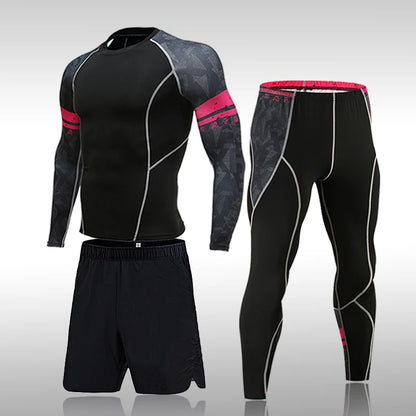 Men's Compression Gym Tights - Muscle Support Workout Pants | Quick Dry Sportswear Set