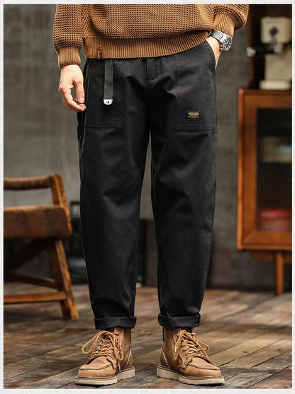 HIQOR Men's Loose Profile Pants American Vintage Trousers For Men High Waist Army Green Men's Casual Pants Cargo Trousers Male