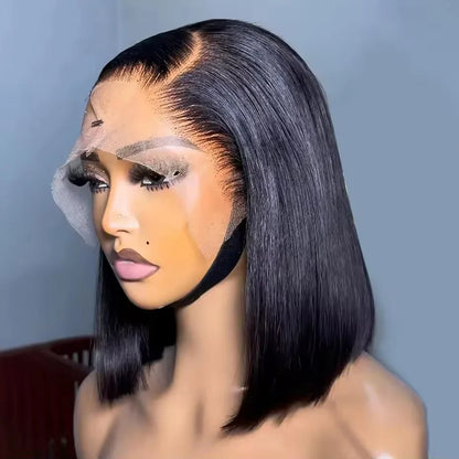 Vietnamese Human Hair Wig - 13x6 Lace Frontal Wig, 250% Density, Natural Black Bob