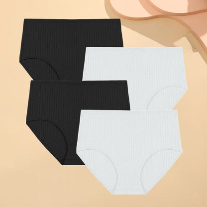 High Waist Panties – Cotton Striped Soft Briefs for Women, Breathable Stretch Lingerie