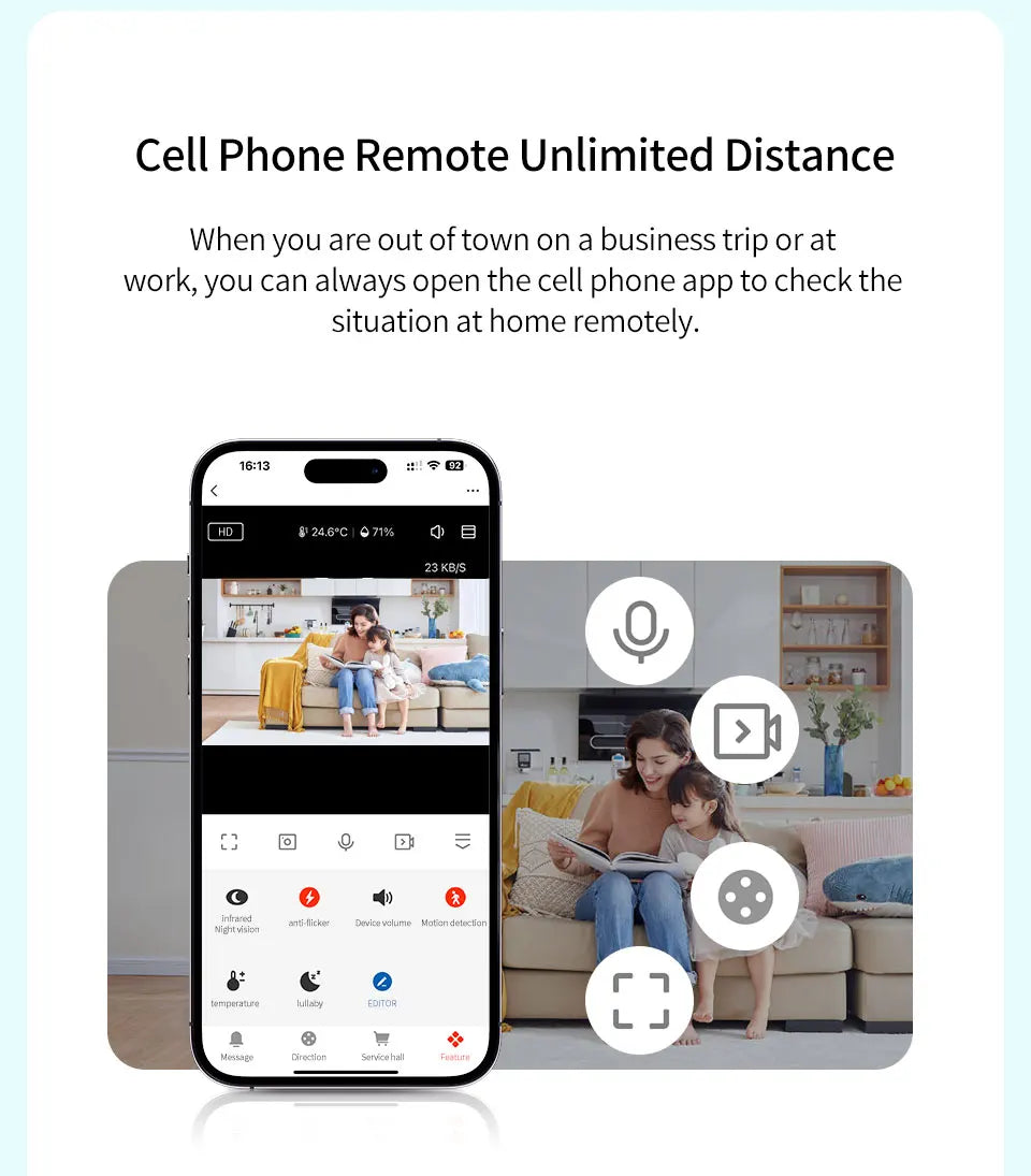 DANMINI 5 "tuya baby monitor 2K high definition WiFi remote mobile APP control up, down, left and right rotation gimbal camera