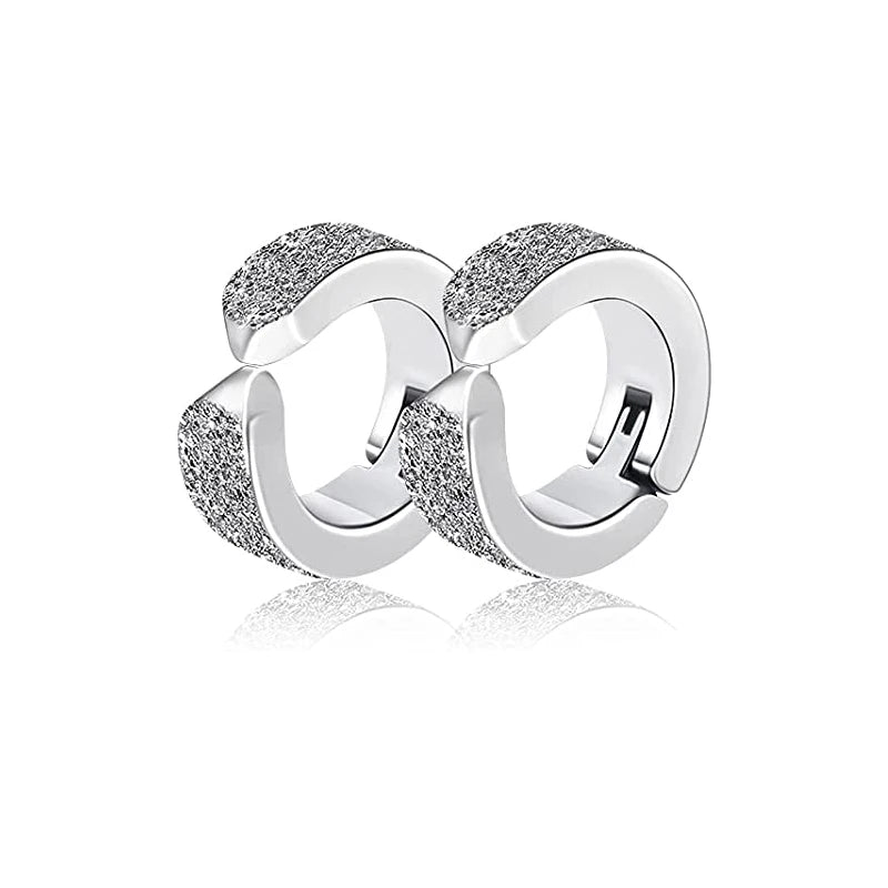 1 Pairs Stainless Steel Magnetic Stud Earrings For Men Women Hoop Earrings Clip On CZ Non-Piercing Steel All Ages