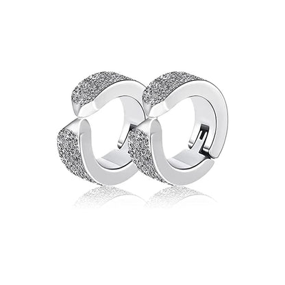 1 Pairs Stainless Steel Magnetic Stud Earrings For Men Women Hoop Earrings Clip On CZ Non-Piercing Steel All Ages