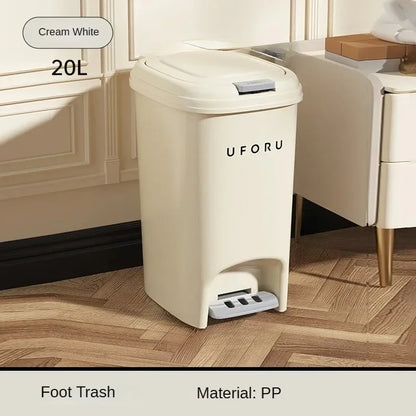 Double Pedal Trash Can 10L20L - Large Capacity Foot-Push Bin for Kitchen Bathroom Living Room