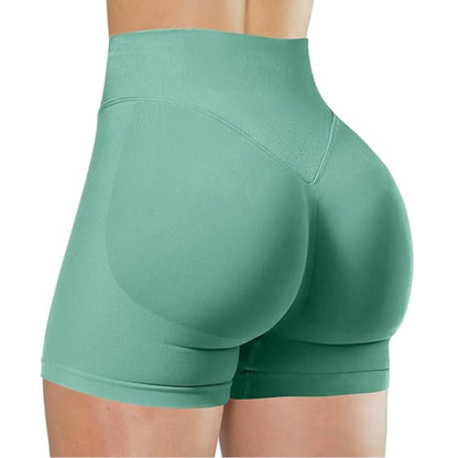 High Waisted Yoga Shorts – Comfortable Solid Color Fitness Pants for Women