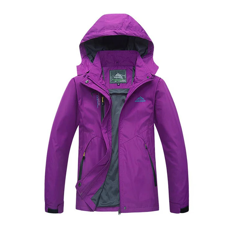 Waterproof Hiking Jacket - Women's Breathable Windproof Camping Coat With Adjustable Hood
