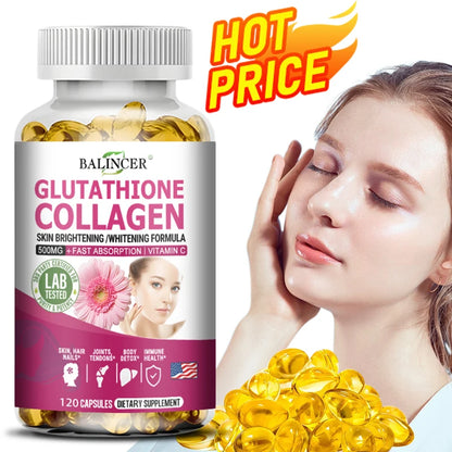 Glutathione Collagen Capsules,Brightening Skin and Anti-aging,Support Hair,Skin and Nail Health,Glutathione Supplement for Women