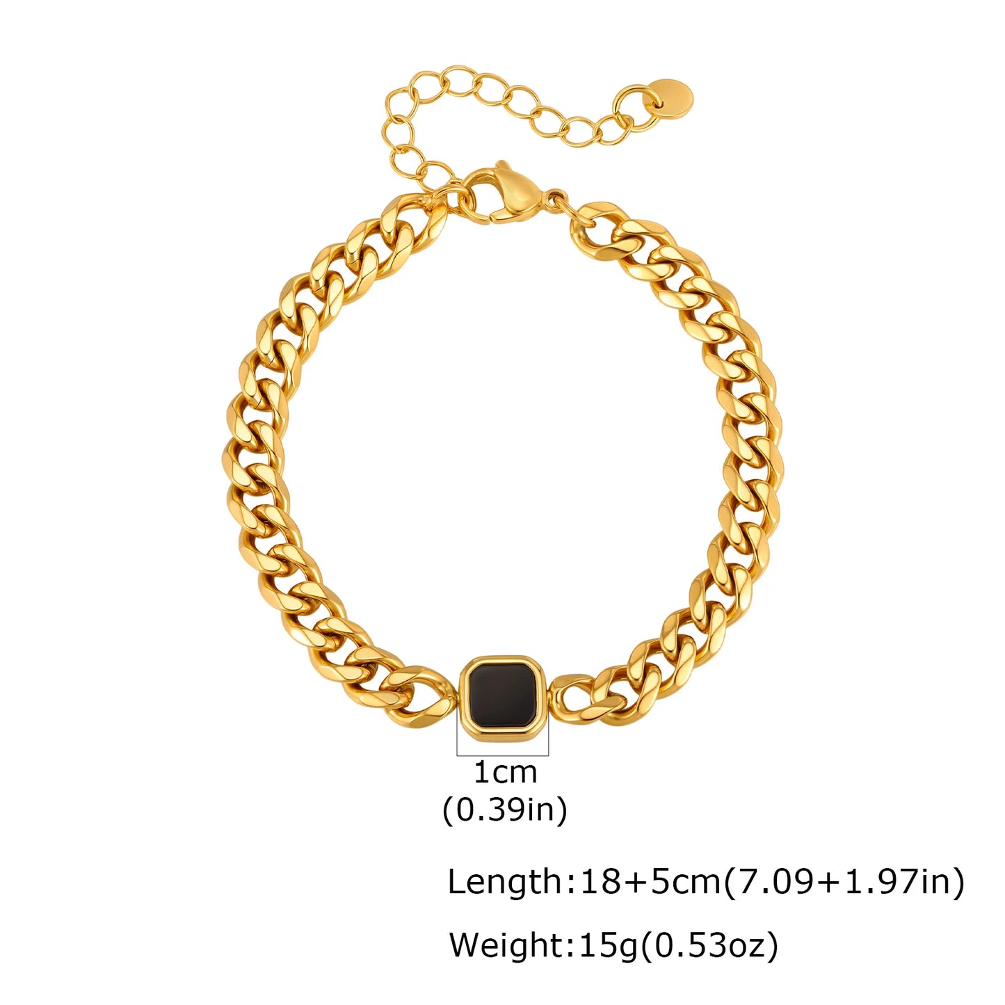 Vnox 5/7mm Width Adjustable Chain Bracelet for Men, Stainless Steel Acrylic Six-Sided Polished Jewelry Gift for Husband Son‌ Him