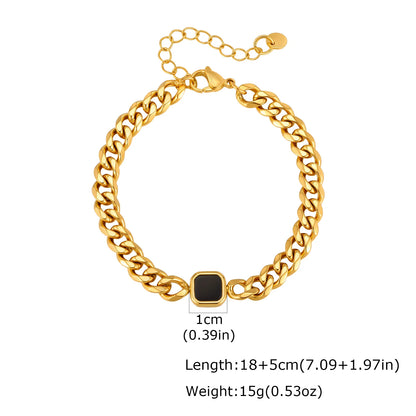 Vnox 5/7mm Width Adjustable Chain Bracelet for Men, Stainless Steel Acrylic Six-Sided Polished Jewelry Gift for Husband Son‌ Him