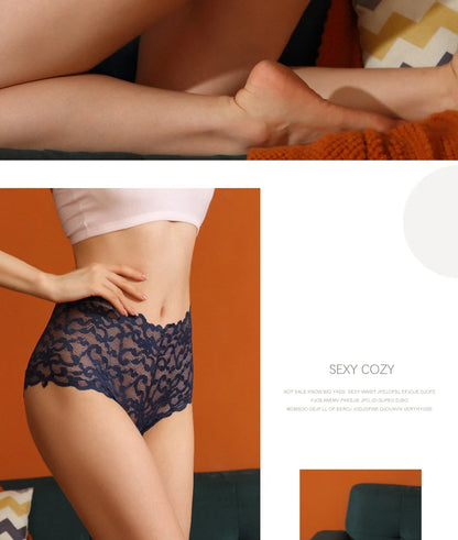 Women's underwear Ice silk high waist belly lift lace pure cotton antibacterial crotch little girls shorts summer thin