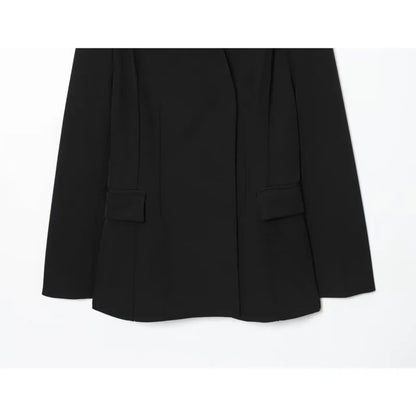 Women's Casual Blazer - Autumn Long Sleeve V Neck Double Breasted Jacket With Pockets