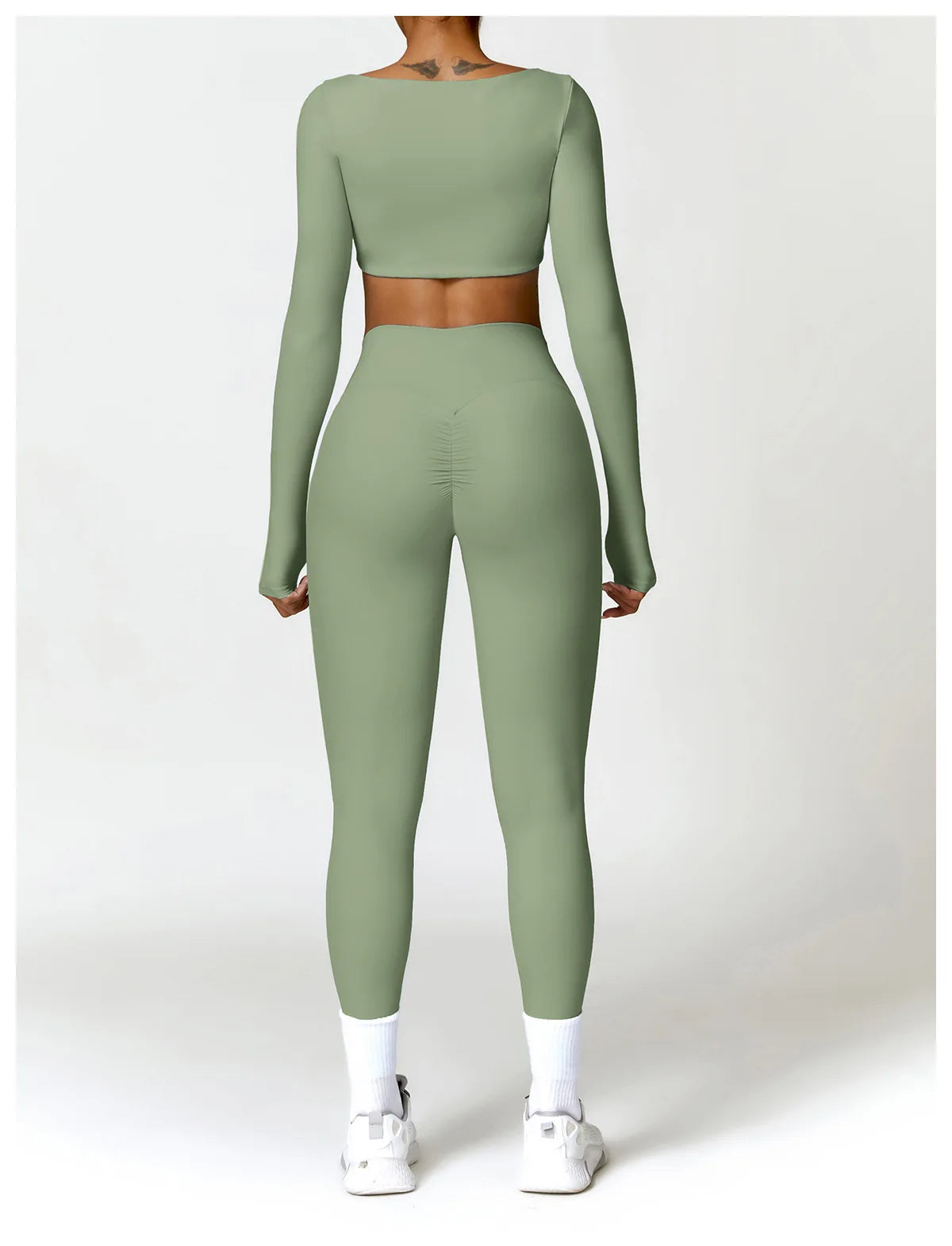 Women Yoga Suit - Quick Dry Gym Tracksuit With Long Sleeve Top & High Waist Leggings