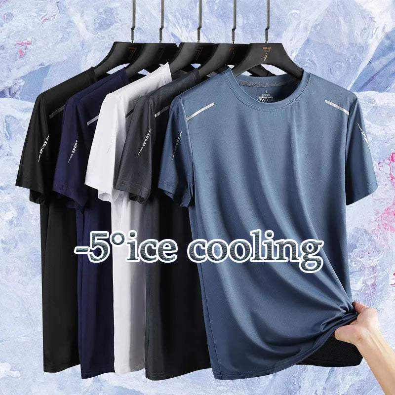 Men's Running T-Shirt – Reflective Quick-Dry Ice-Silk Sports Tee