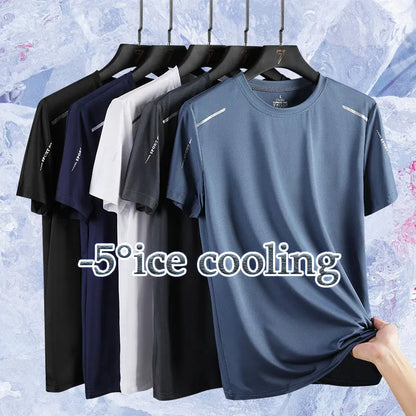 Men's Running T-Shirt – Reflective Quick-Dry Ice-Silk Sports Tee