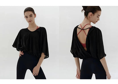 Women's Oversized Cutout T-Shirt – Backless Yoga & Running Top