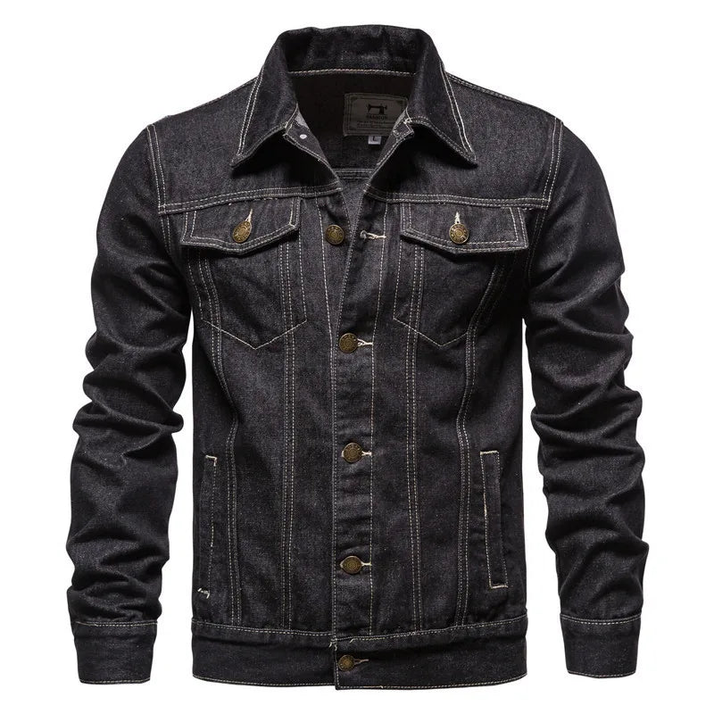 Men's Denim Jacket Trend Retro Fashion Casual Jacket Suitable Young Blue Black Youth Workwear Locomotive Spring Autumn Winter