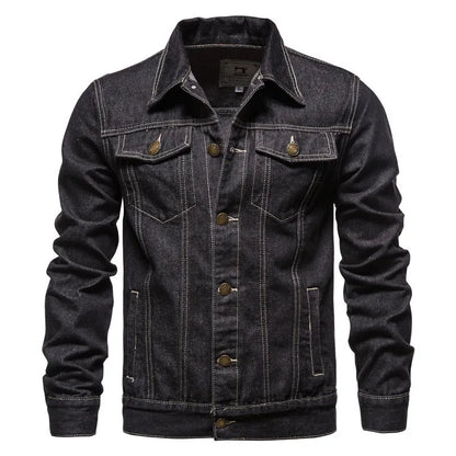 Men's Denim Jacket Trend Retro Fashion Casual Jacket Suitable Young Blue Black Youth Workwear Locomotive Spring Autumn Winter