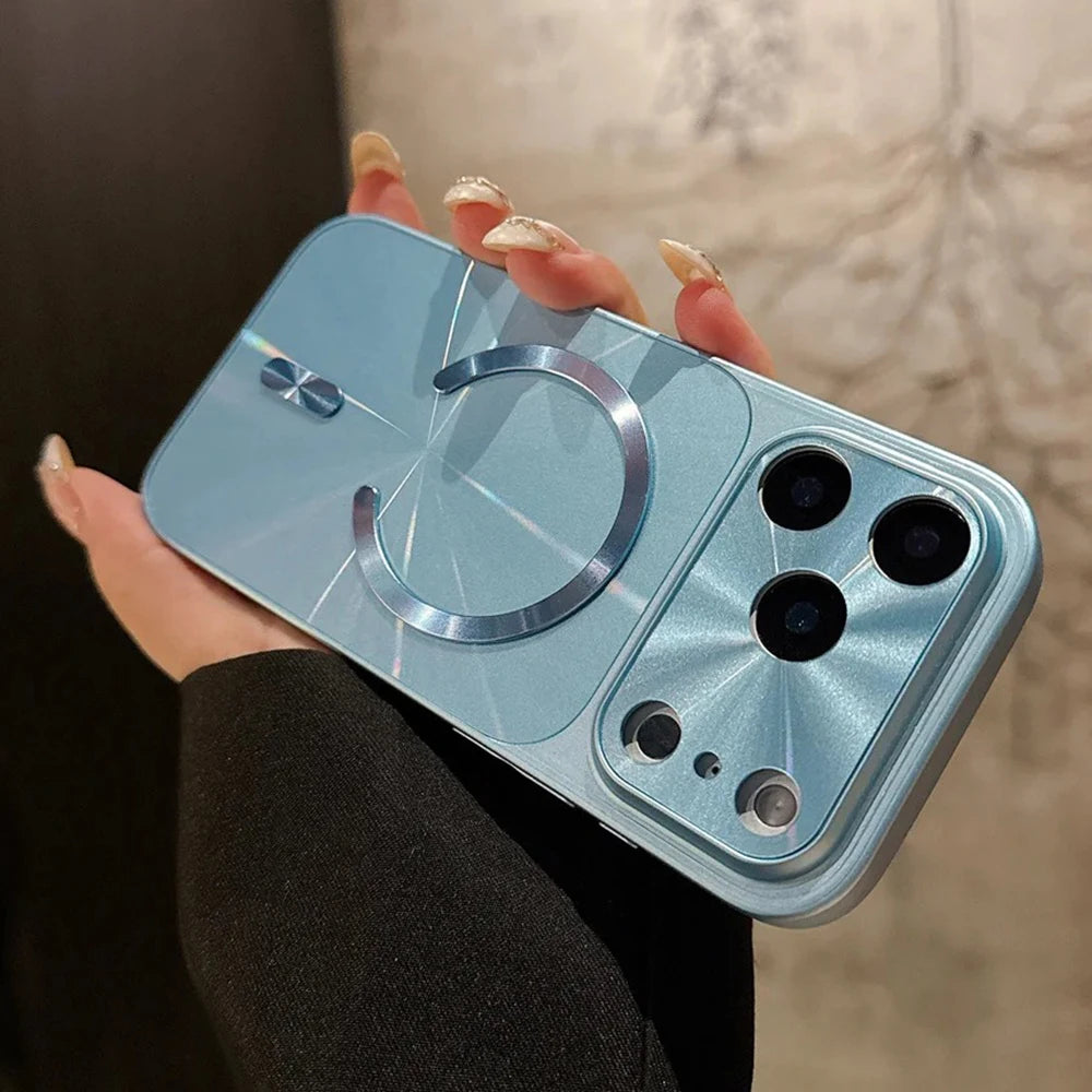 Luxury Glitter Laser Magnetic Phone Case for iPhone 17 16 15 14 13 Pro Max 17Pro Shockproof Cases for iPhone17 16 Pro Max Cover