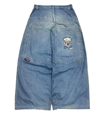 American Street Fashion Trend Big Pocket Loose Jeans Women Harajuku Y2K New Hip Hop Vintage Oversized Jeans Unisex Mopping Jeans