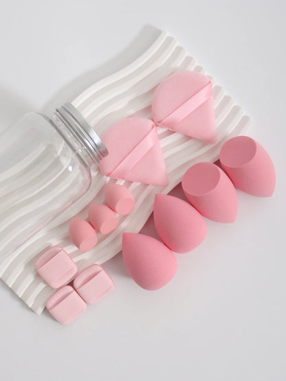 Makeup Sponge Set – 12 Piece Latex Free Sponges with Storage Jar for Wet Dry Use