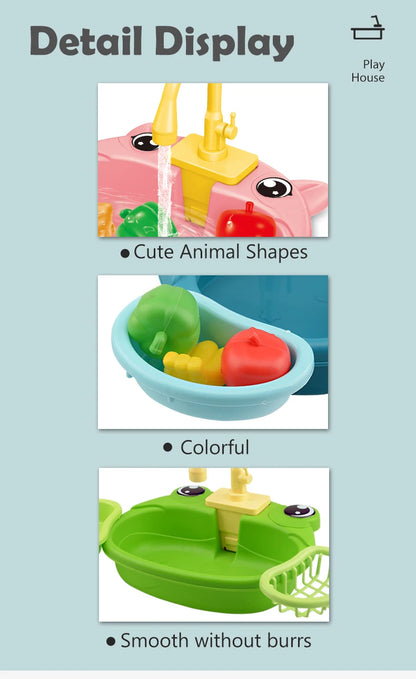 Dishwasher Kitchen Sink Toys, Toddler Kitchen Sink Toy Electric Playing Automatic Water Cycle System Toy Gifts for Kids ﻿
