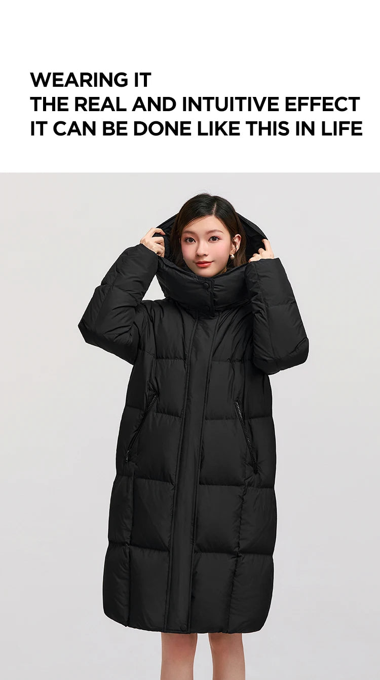 Semir Down Jacket Women Long Length Waterproof Oil-proof Stain-proof 2026 New Winter Detachable Hooded Winter Clothing Coats