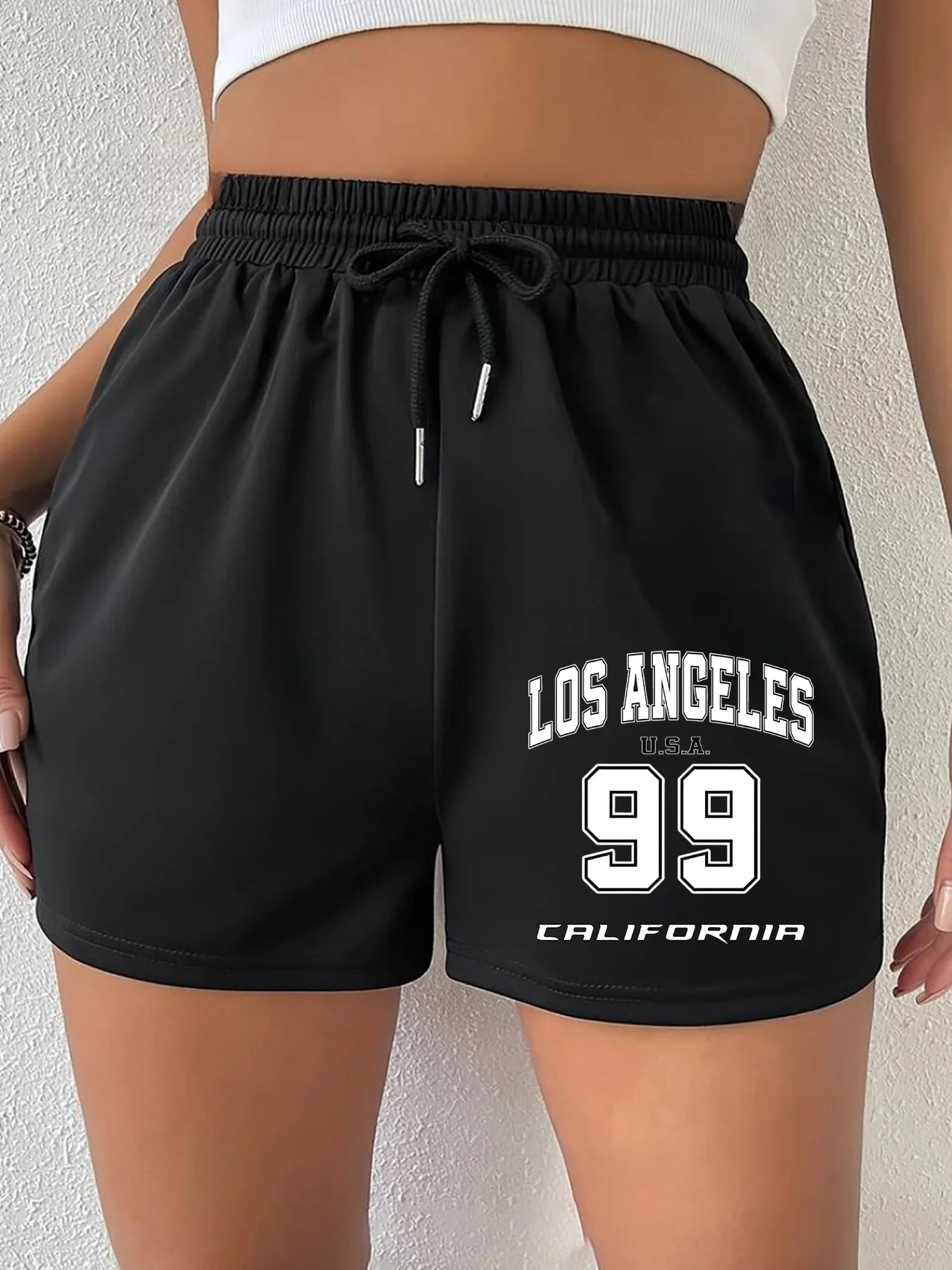Ladies' Los Angeles 99 California Printed Casual Running Shorts for Sports and Leisure, Loose Fit, Comfortable Fit