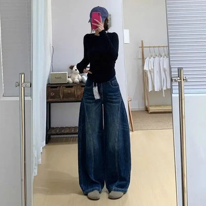 Y2k Womens Jeans Loose Fit Straight Leg Wide Trousers Baggy Denim Pants Casual Streetwear High Waist Vintage Washed Y2k Jeans
