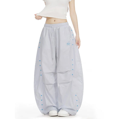 YIBASHU Yellow Baggy Parachute Pants Y2k Vintage Sweatpants Cargo Pants Harajuku Japanese 2000s Style Trousers Clothes Summer