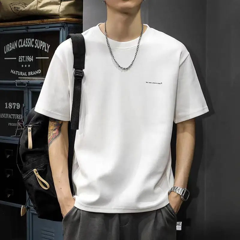 Men's Cotton T-Shirt - Printed Loose Fit Summer O-Neck Tee with Breathable Broadcloth Fabric
