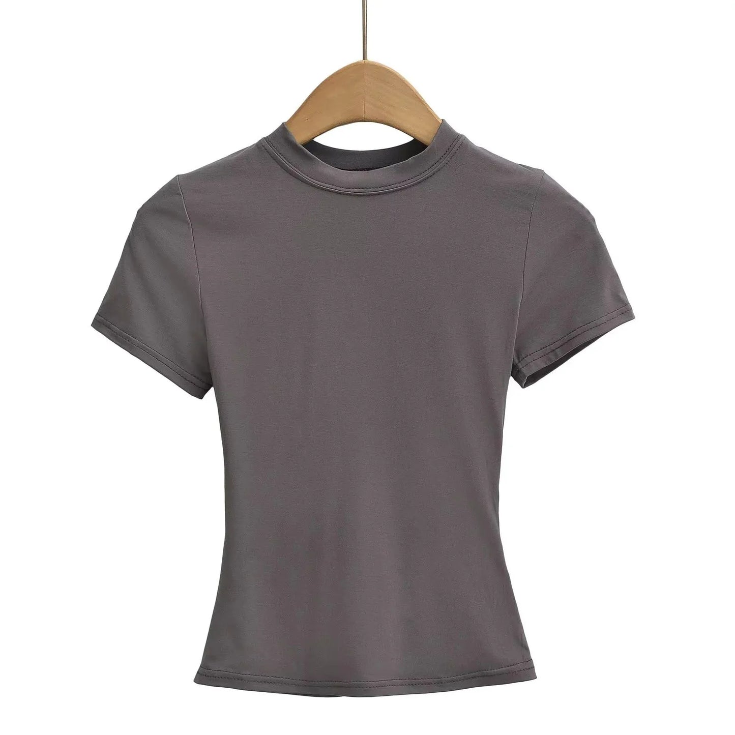 Women's Slim T-Shirt – Casual Solid Y2K Short-Sleeve Top