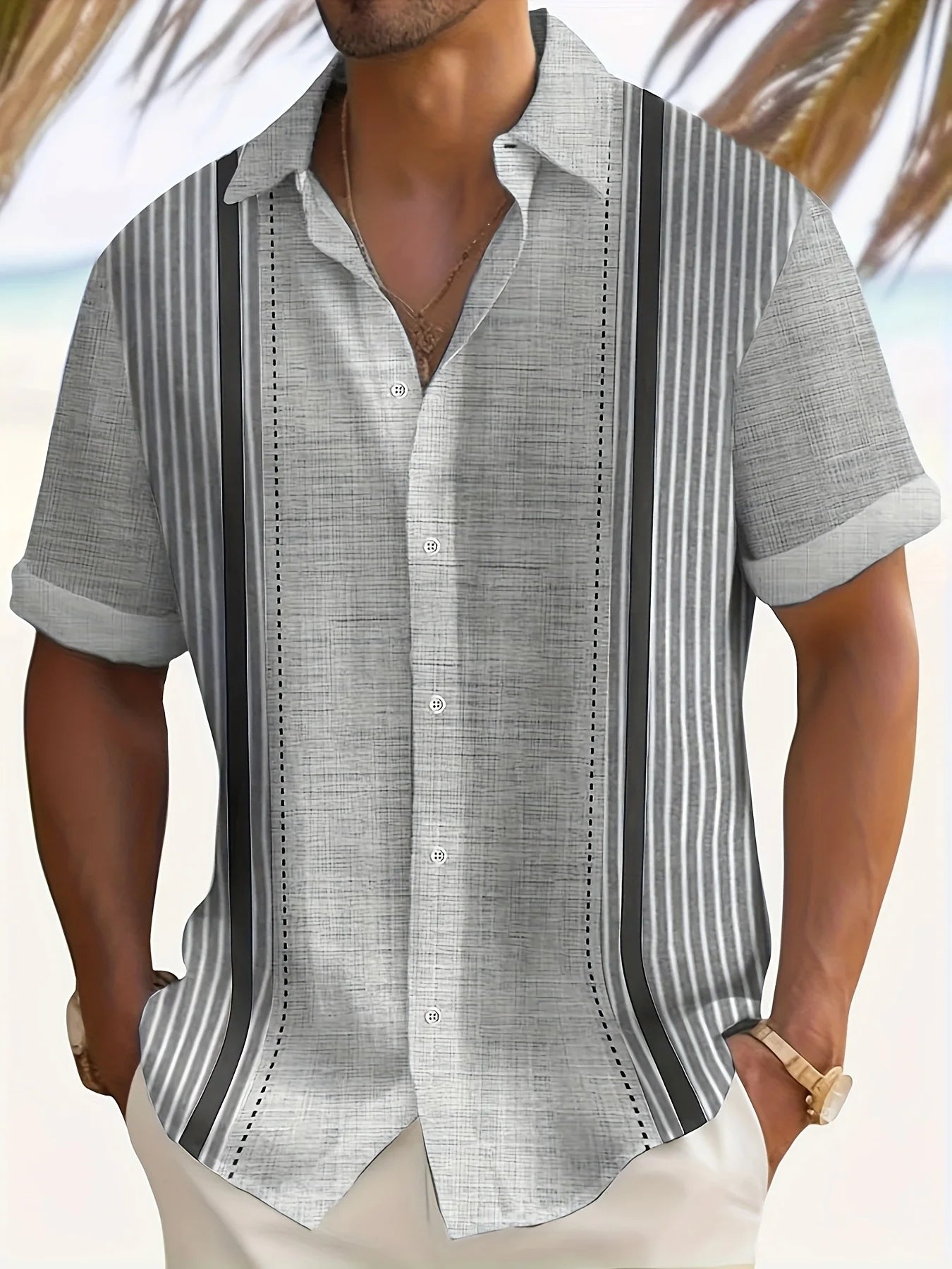 The new men's short-sleeved shirt for summer 2025 is breathable lightweight casual and refreshing with 3D printing