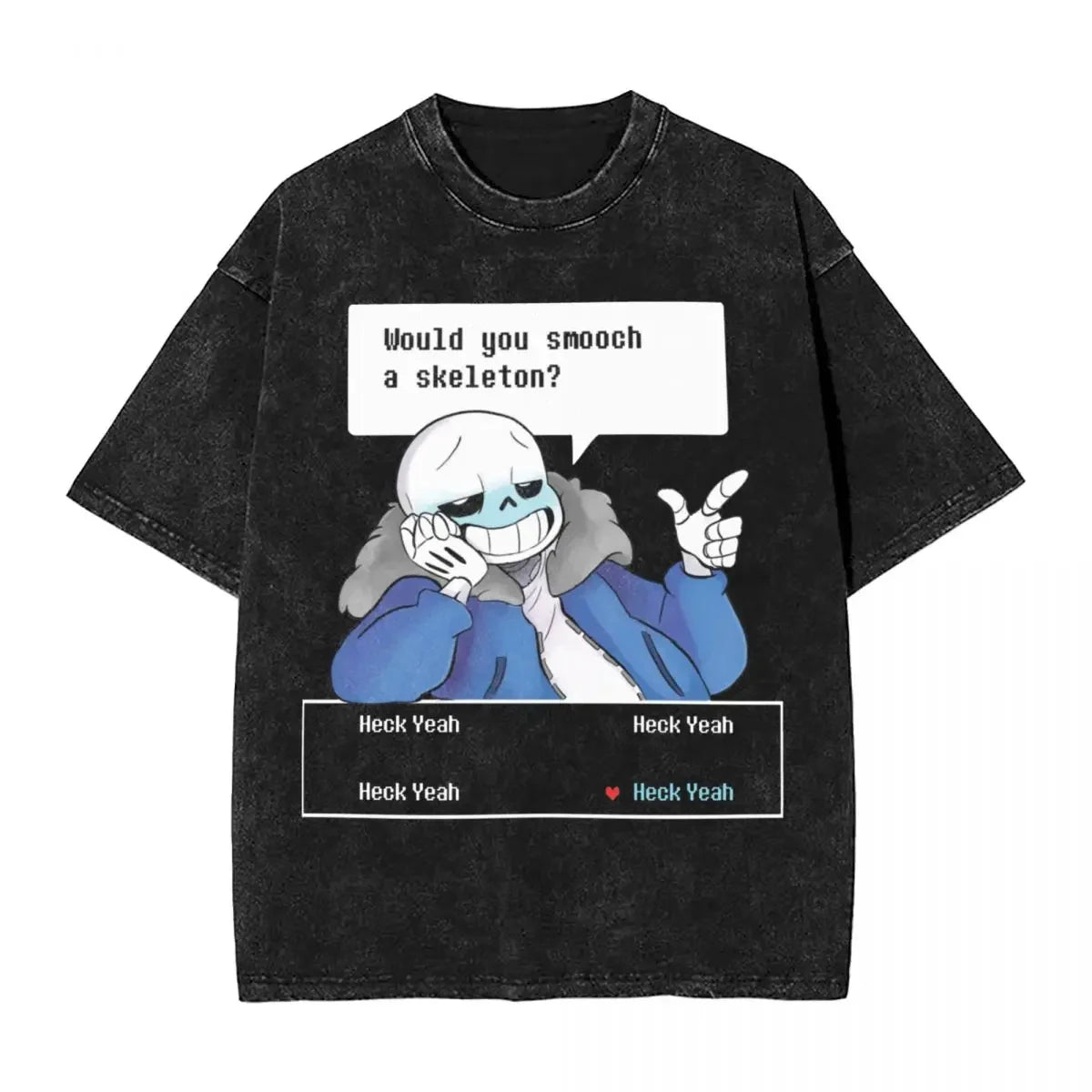 Washed Cartoon T Shirts Undertale Dog Pocket Graphic T-Shirts Cotton Loose Streetwear Short Sleeve Tee Shirt Men Women Clothing