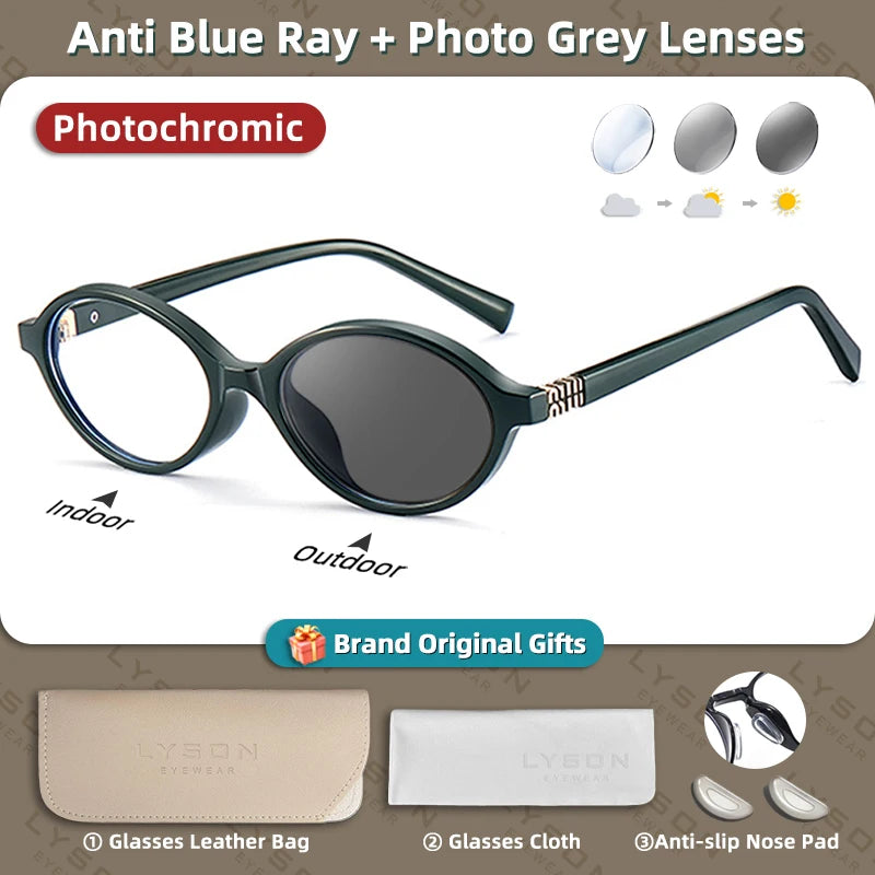 Oval Reading Glasses - Classic Oval Frames With Photochromic Lenses For Women Small Frames