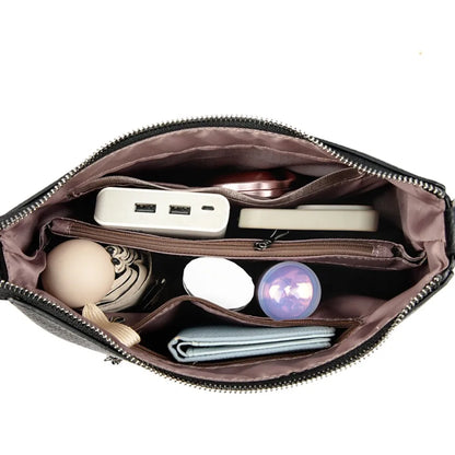Pu Leather Handbag | Casual Female Tote With Interior Zipper Pocket & No Zipper Closure