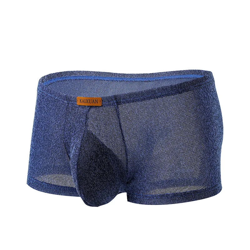 Men's Ice Silk Mesh Boxer Briefs Ultra-thin Breathable Cool Quick Dry Underwear Soft Comfortable Panties for Summer Daily Wear