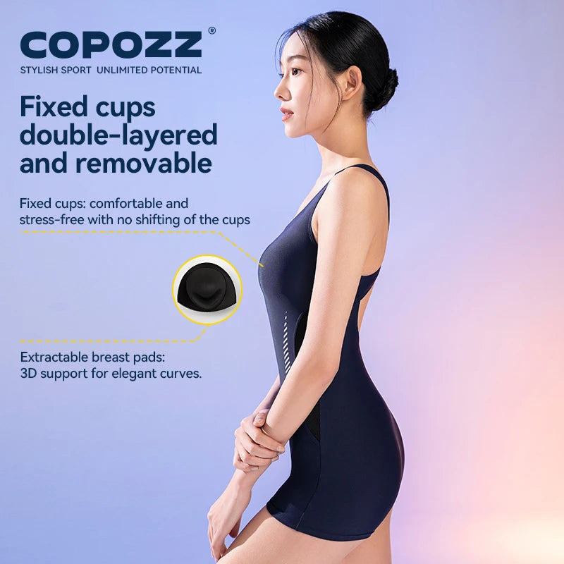 COPOZZ Woman One-Piece Swimsuit Solid Beach Sleeveless Hollow Out U Collar Summer Female Suits Surfing Sport Adult New Swimsuit