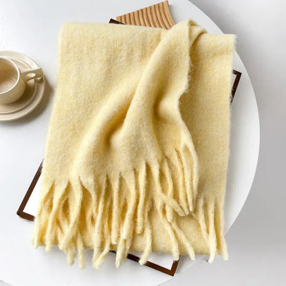 Wool Blend Scarf - Winter Thermal Scarf Women & Men | Soft Mohair Shawl, Keep Warm Muffler