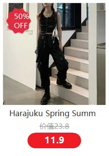 Women Y2K Streetwear Cargo Pants Vintage Fashion High Waist Baggy Trousers Female Loose Sweatpants Wide Leg Joggers Trousers