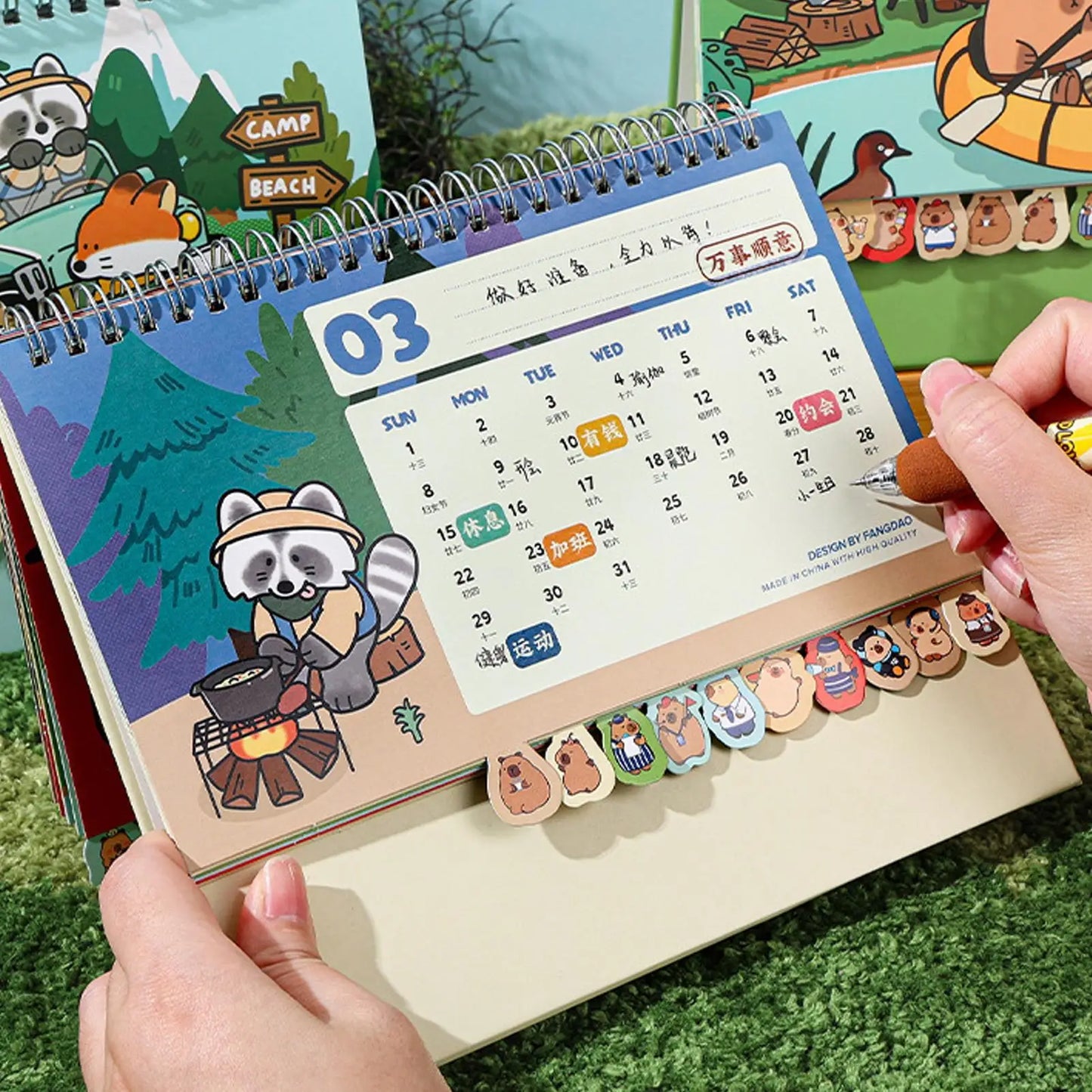 Small Desktop Calendar 2026 Cartoon Capybara Schedule Organizer 12 Months Stand Up Calendar for Friends Family School Workplace