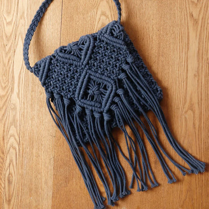 Handmade Cotton Crossbody Bag - Vintage Tassel Shoulder Messenger for Women Summer Beach Handbag 2023
