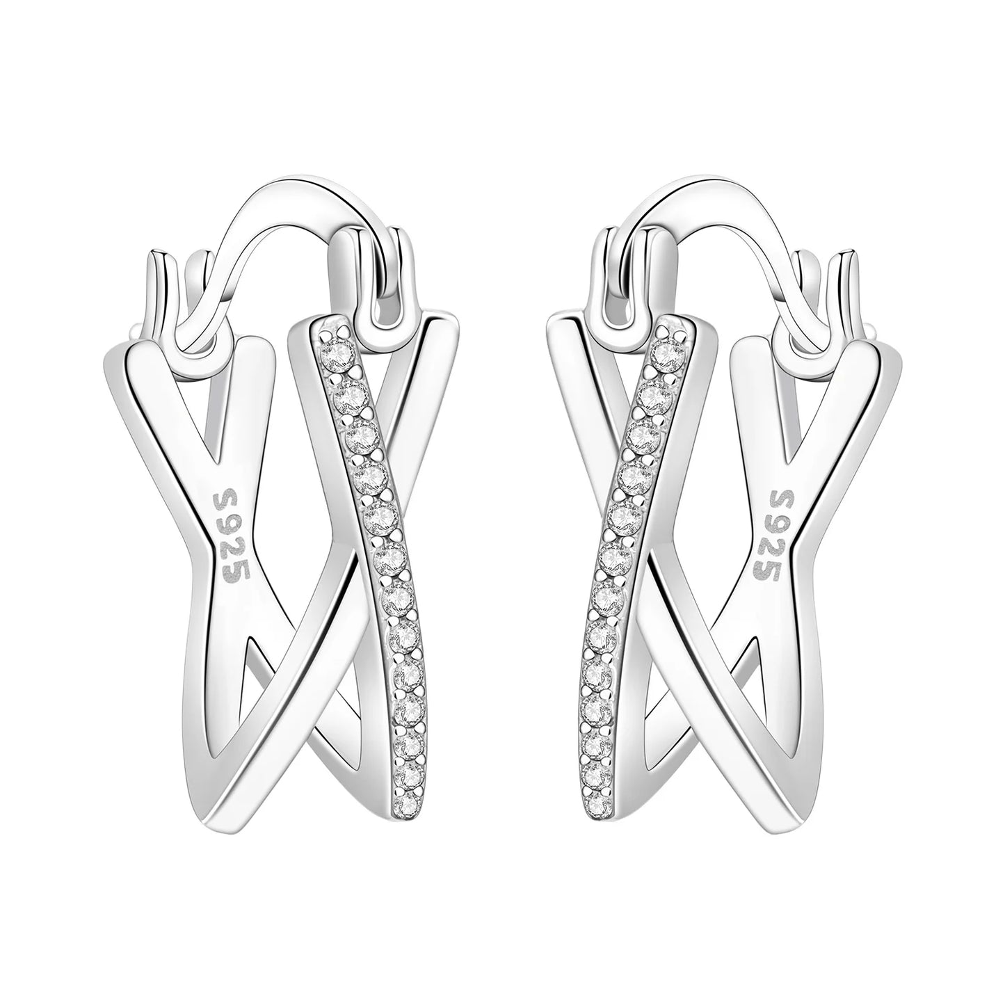 Orstarry S925 Sterling Silver Square Chain With Stone Inlaid Earrings Hoop Earrings For Women Jewelry Original Party Trendy Gift