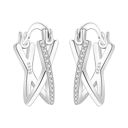 Orstarry S925 Sterling Silver Square Chain With Stone Inlaid Earrings Hoop Earrings For Women Jewelry Original Party Trendy Gift