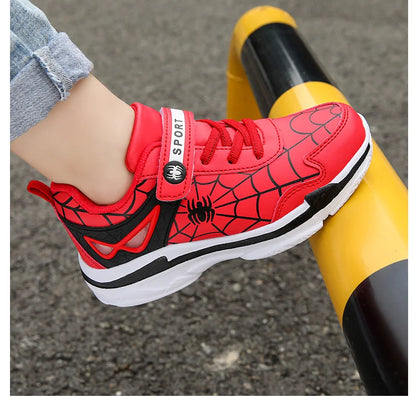 Brand Kids Cartoon Spider Sneakers Boys Comfortable Sports Shoes Outdoor Non-slip Tennis Shoes Lightweight Casual Running Shoes