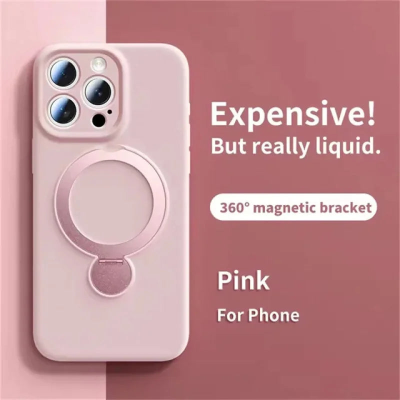 Original Liquid Matte Magnetic Stand Phone Case for iPhone 17 16 14 15 Pro Max For Magsafe Wireless Charge Shockproof Back Cover