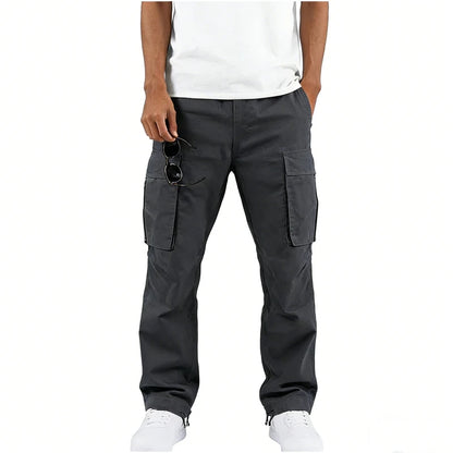 Men's Tactical Cargo Pants Multi Pocket Straight Leg Drawstring Waist Outdoor Hiking Work Casual Daily Street Travel Trousers