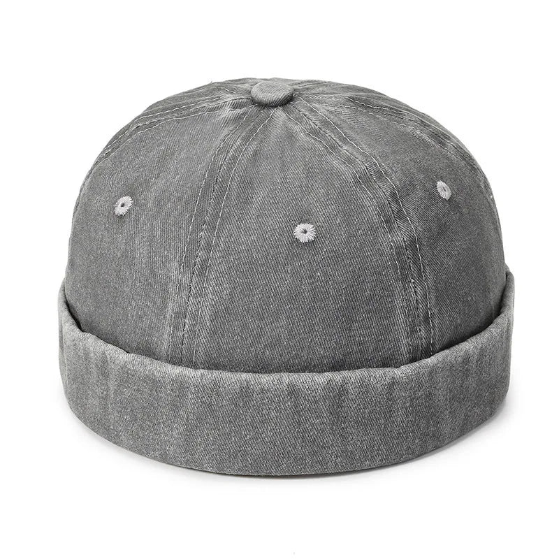 Denim Docker Cap – Brimless Sailor Beanie, Adjustable