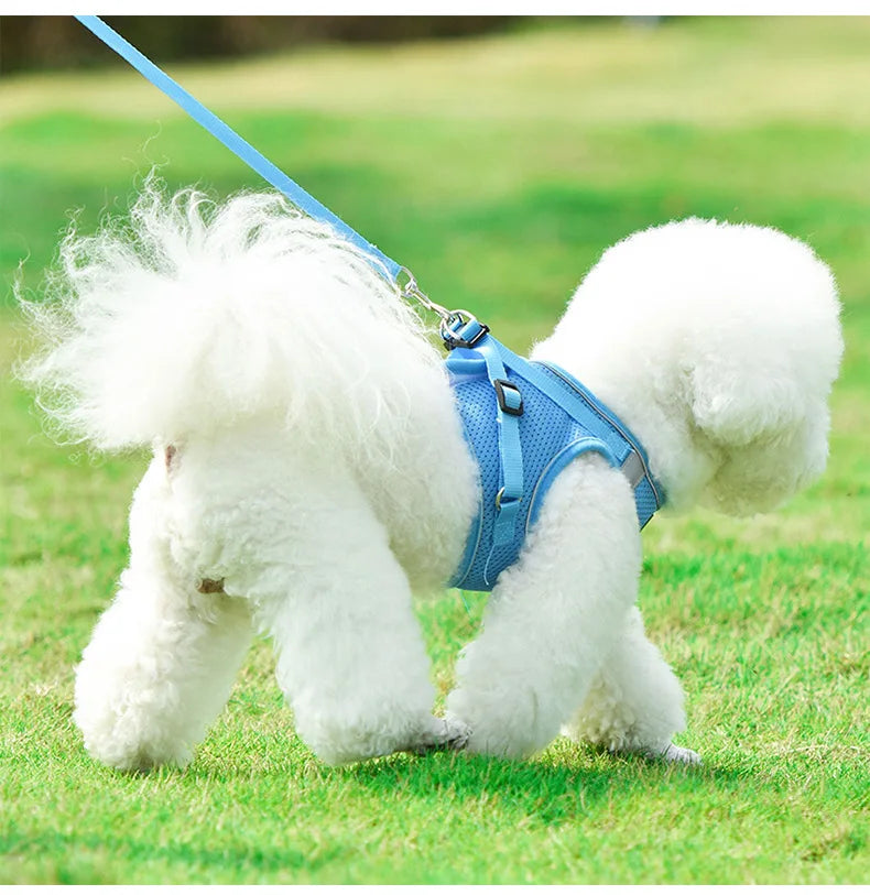 Dog Harness Pet Leash Vest-style Cat Breathable Adjustable Rope Reflective Pet Supplies Small Medium Dog Walking Harness Lead